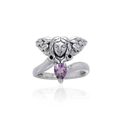 Guardian Angel Ring with Amethyst Gemstone