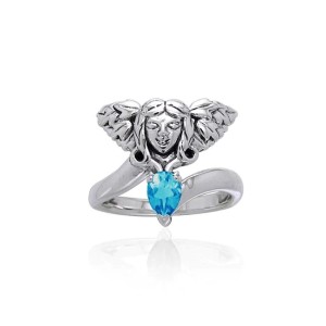 Guardian Angel Ring with Blue Topaz Gemstone