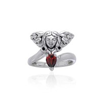 Guardian Angel Ring with Garnet Gemstone