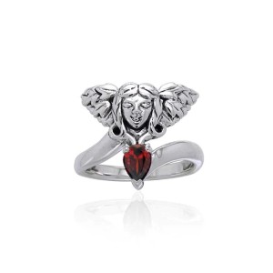 Guardian Angel Ring with Garnet Gemstone