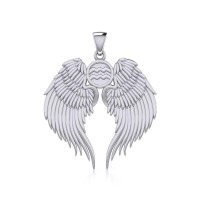 Guardian Angel Wings Pendant with Aquarius Zodiac Sign 