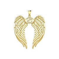 Guardian Angel Wings 18K Gold Pendant with Cancer Zodiac Sign 