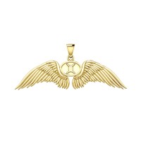 Guardian Angel Wings 14K Gold Pendant with Gemini Zodiac Sign 