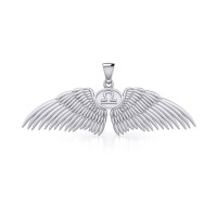 Guardian Angel Wings Pendant with Libra Zodiac Sign 