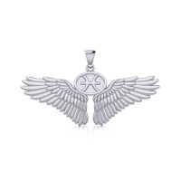 Guardian Angel Wings Pendant with Pisces Zodiac Sign 
