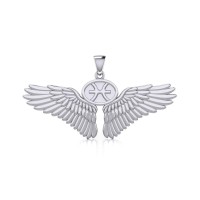 Guardian Angel Wings Pendant with Pisces Zodiac Sign 