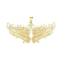 Guardian Angel Wings 14K Gold Pendant with Scorpio Zodiac Sign 