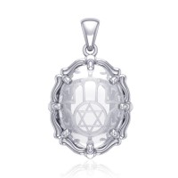 Hamsa Hand Natural Clear Quartz Pendant