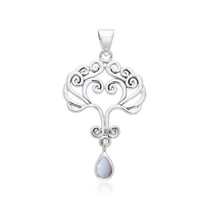 Heart Tree of Life Silver Opal Pendant