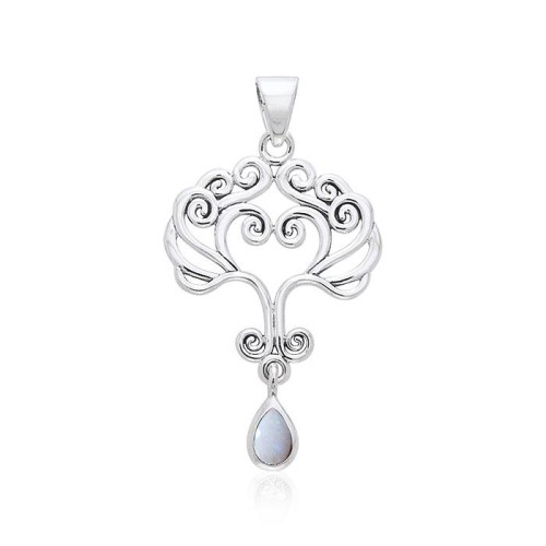 Heart Tree of Life Silver Opal Pendant