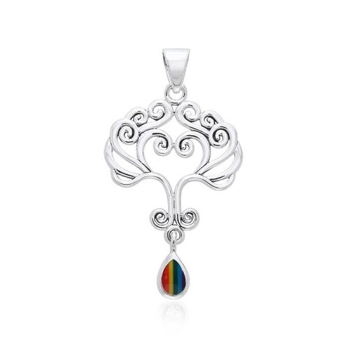 Heart Tree of Life Silver Rainbow Pendant