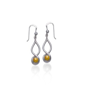 Infinity Amber Cabochon Earrings