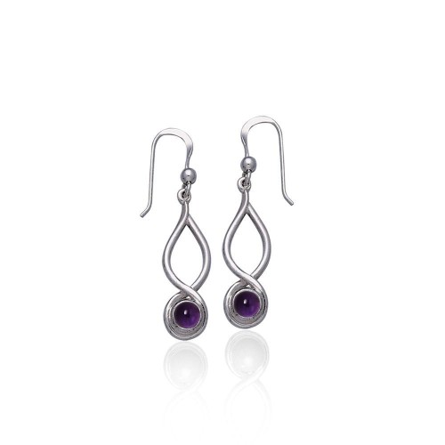 Infinity Amethyst Cabochon Earrings