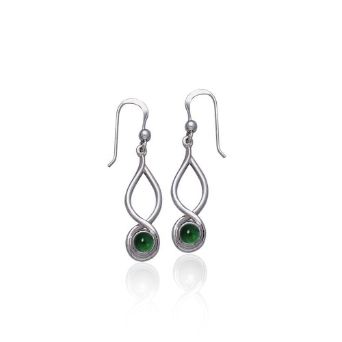 Infinity Emerald Cabochon Earrings