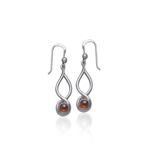 Infinity Garnet Cabochon Earrings