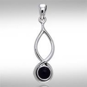 Infinity Black Onyx Cabochon Pendant