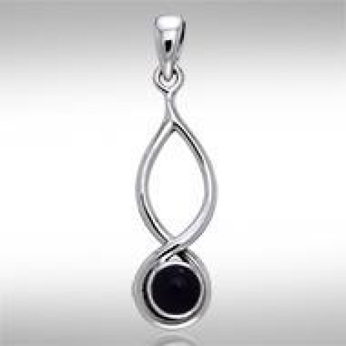 Infinity Black Onyx Cabochon Pendant