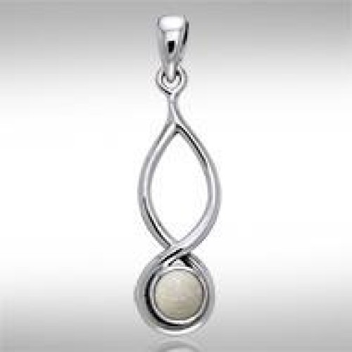 Infinity Mother of Pearl Cabochon Pendant