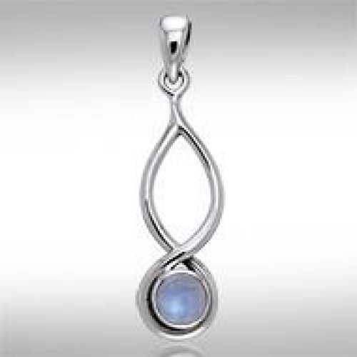 Infinity Rainbow Moonstone Cabochon Pendant