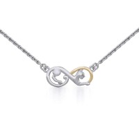 Infinity Cat Silver and Gold Necklace 