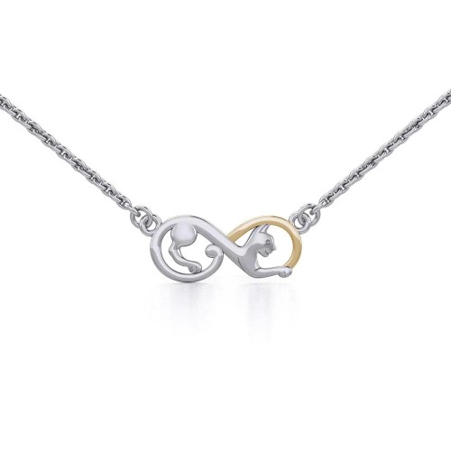 Infinity Cat Silver and Gold Necklace 