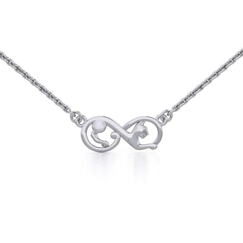 Infinity Cat Silver Necklace