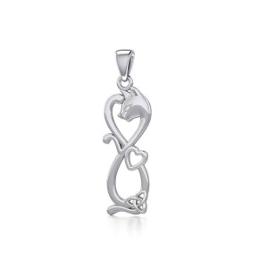 Infinity Cat with Heart and Celtic Trinity Knot Pendant