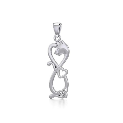 Infinity Cat with Heart and Celtic Trinity Knot Pendant