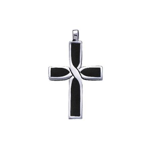 Infinity Cross Silver Black Onyx Inlay Pendant