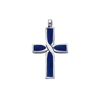 Infinity Cross Silver Lapis Inlay Pendant