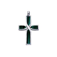 Infinity Cross Silver Malachite Inlay Pendant