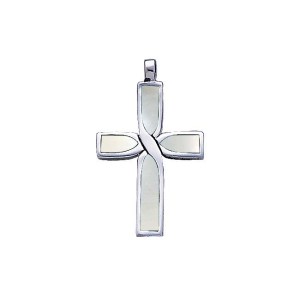 Infinity Cross Silver Mother of Pearl Inlay Pendant