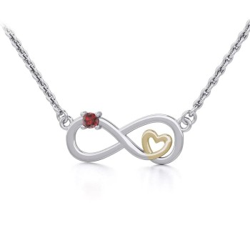 Infinity Heart Silver and Gold Necklace 