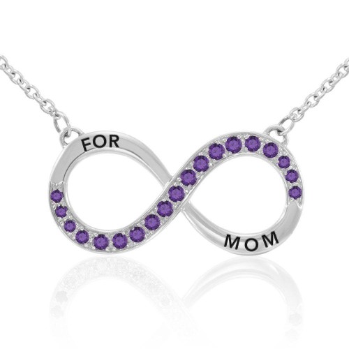 Infinity Love For Mom Large Necklace with Amethyst