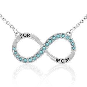 Infinity Love For Mom Large Necklace with Blue Topaz