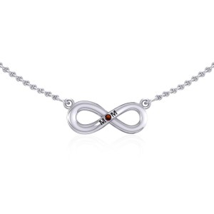 Infinity Love For Mom Necklace with Garnet