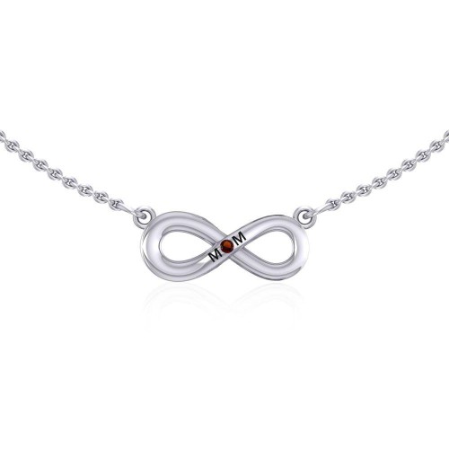 Infinity Love For Mom Necklace with Garnet