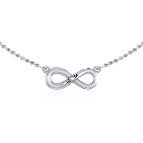 Infinity Love For Mom Necklace with White Cubic Zirconia