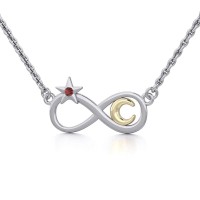 Infinity Moon and Star Silver and Gold Necklace 
