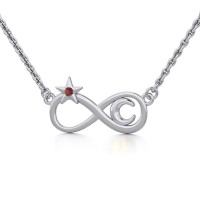 Infinity Moon and Star Silver Necklace 
