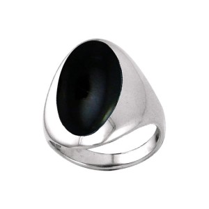 Inlaid Black Onyx Silver Ring 