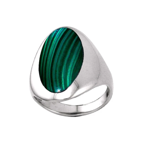 Inlaid Malachite Silver Ring 