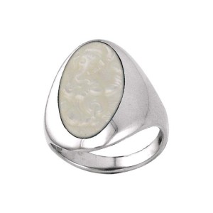 Inlaid Mother of Pearl Silver Ring 
