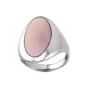 Inlaid Pink Shell Silver Ring 