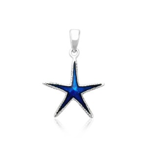 Inlaid Starfish Silver Pendant