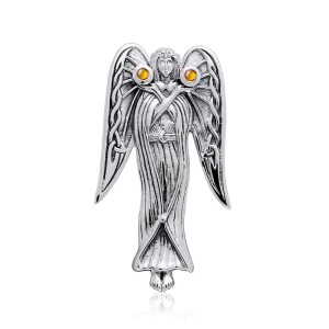 Inspirational Angel Pendant with Amber