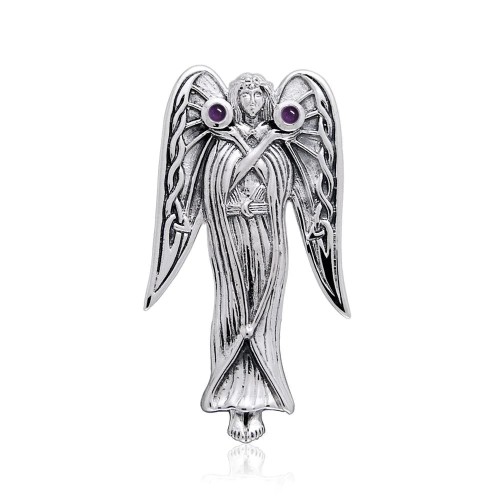 Inspirational Angel Pendant with Amethyst