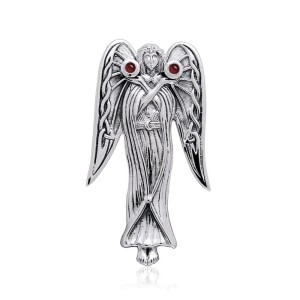 Inspirational Angel Pendant with Garnet