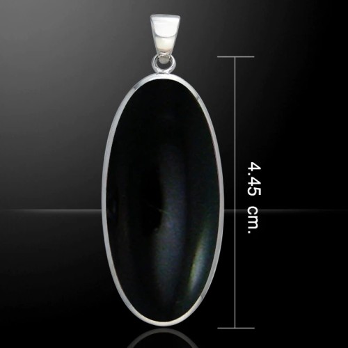 Large Oval Black Onyx Cabochon Pendant