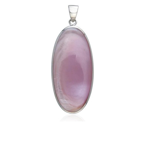 Large Oval Pink Shell Cabochon Pendant